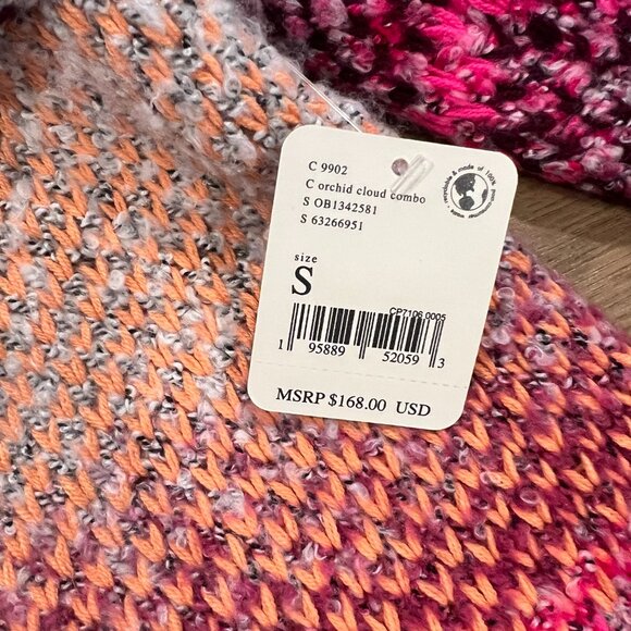 NWT Free People Daydream Oversized Cardigan Pink Blue Cream Striped Size Small - Picture 9 of 15